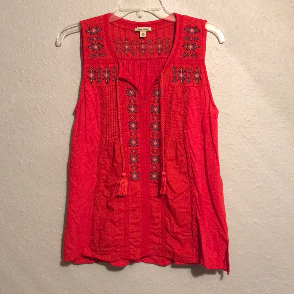 Burnt-Orange Embroidered Tank